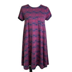 LuLaRoe Swing Dress Blue Pink Print Short XS